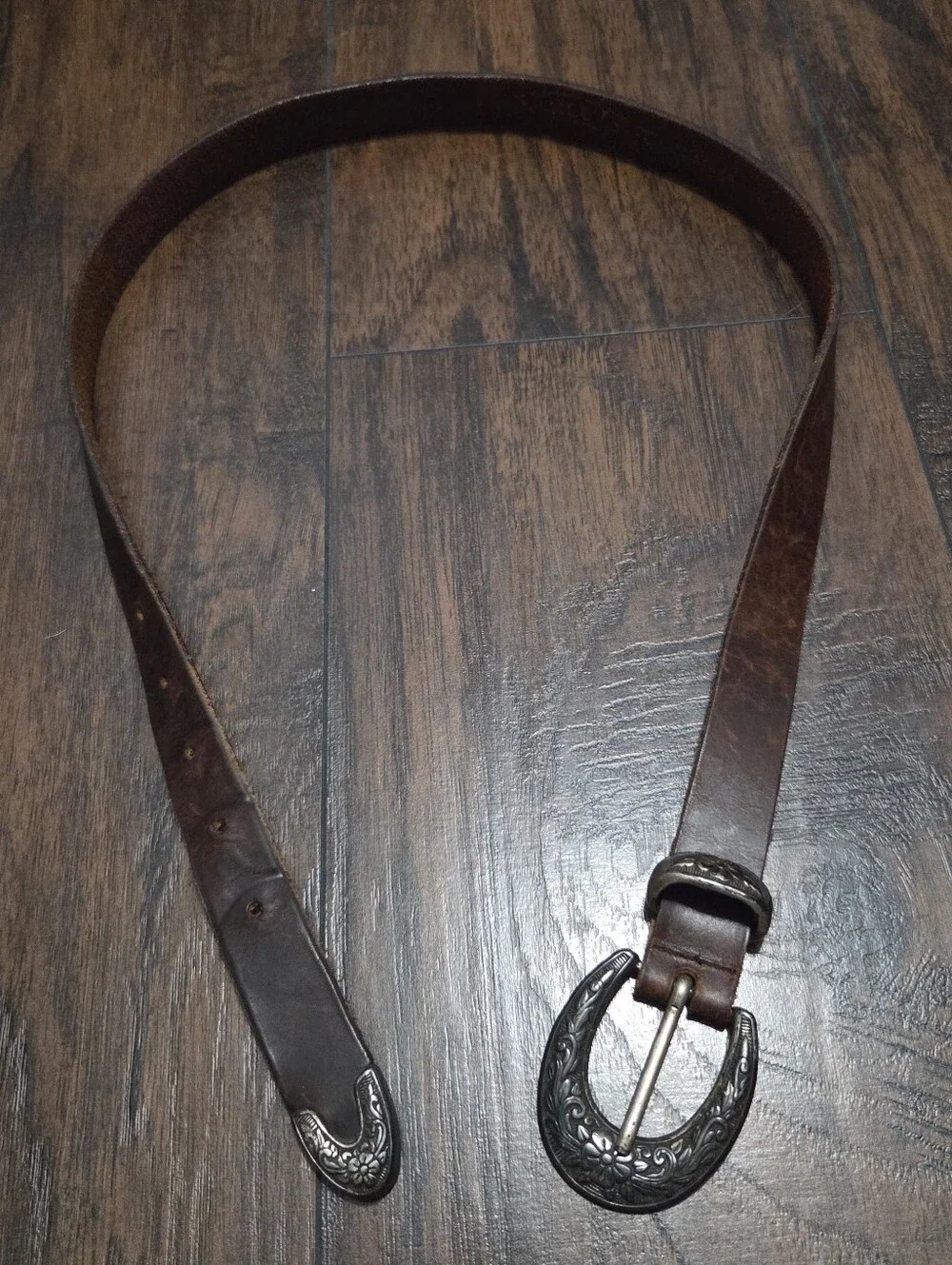 Vintage Brown Leather Western Belt Size L